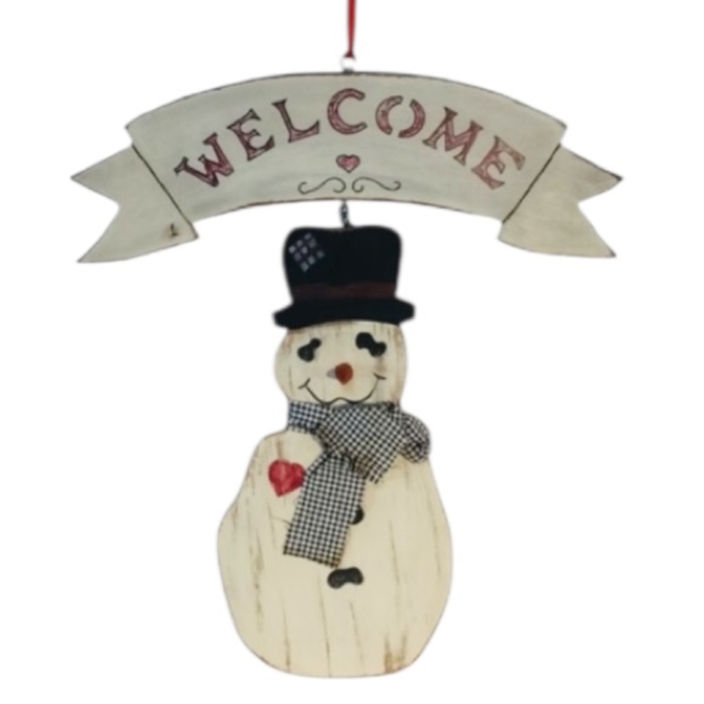 Large Welcome Snowman Sign Wall Hanging